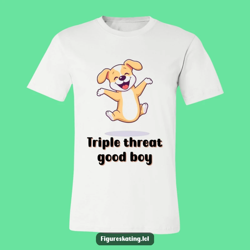 Funny Dog Triple Axel T-Shirt: Energetic Skater Dog Tee, Gift!