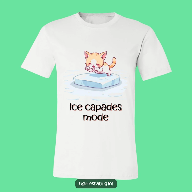 Funny Kitten Ice Skating T-Shirt: Adorable Apparel for a Playful Pose!