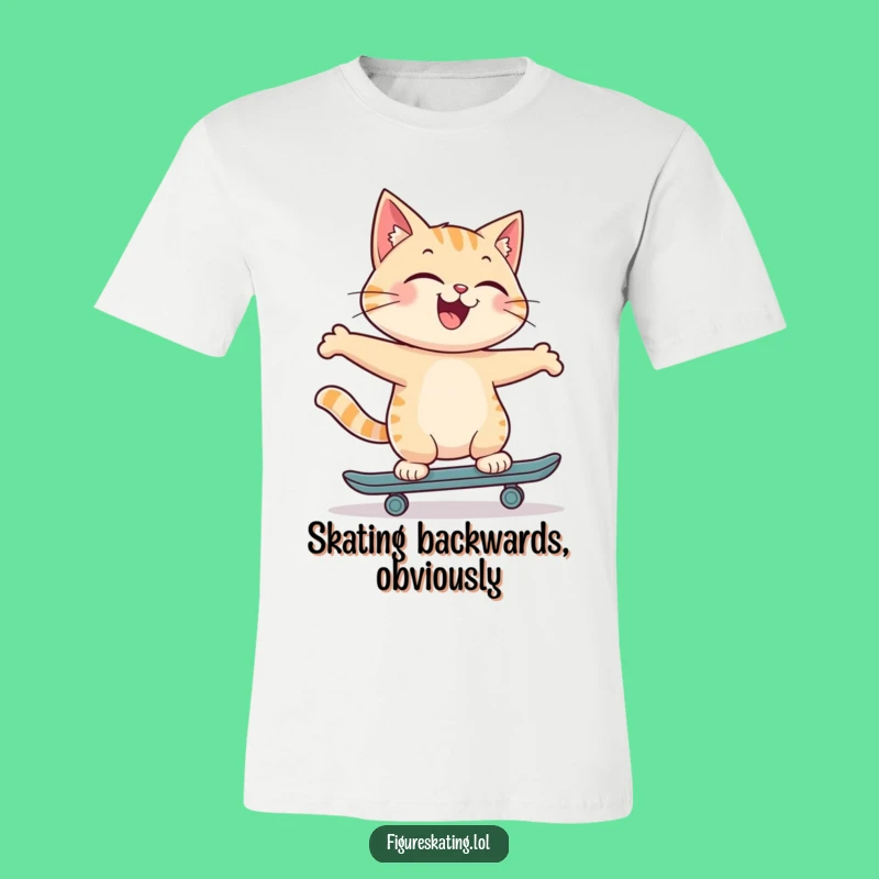 Funny Cat T-Shirt: Joyful Backward Skating Tee Gift