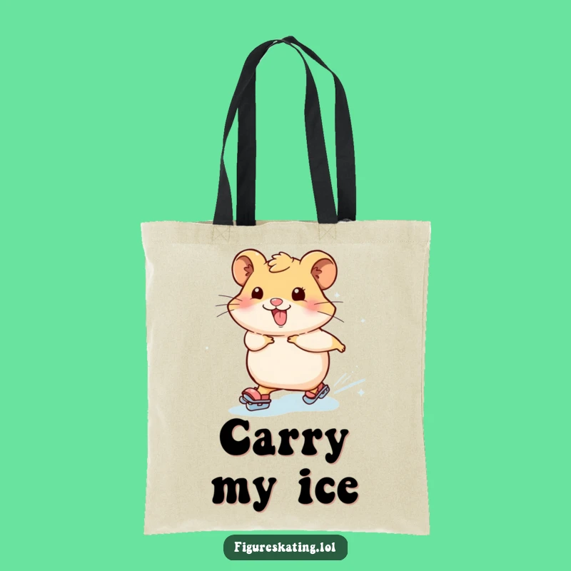 Funny Hamster Skating Tote Bag - Stylish Icy Sparkle Carry-all, Perfect Gift