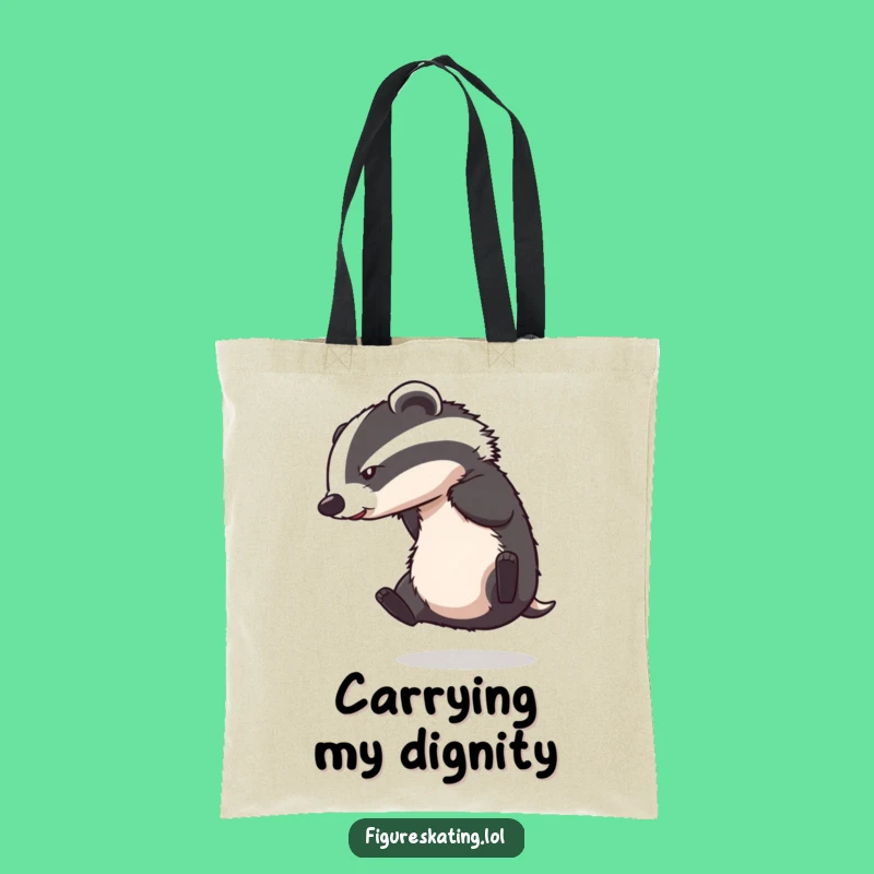Funny Badger Ice Skating Tote Bag: Carry Your Laughs with This Hilarious Accessory.