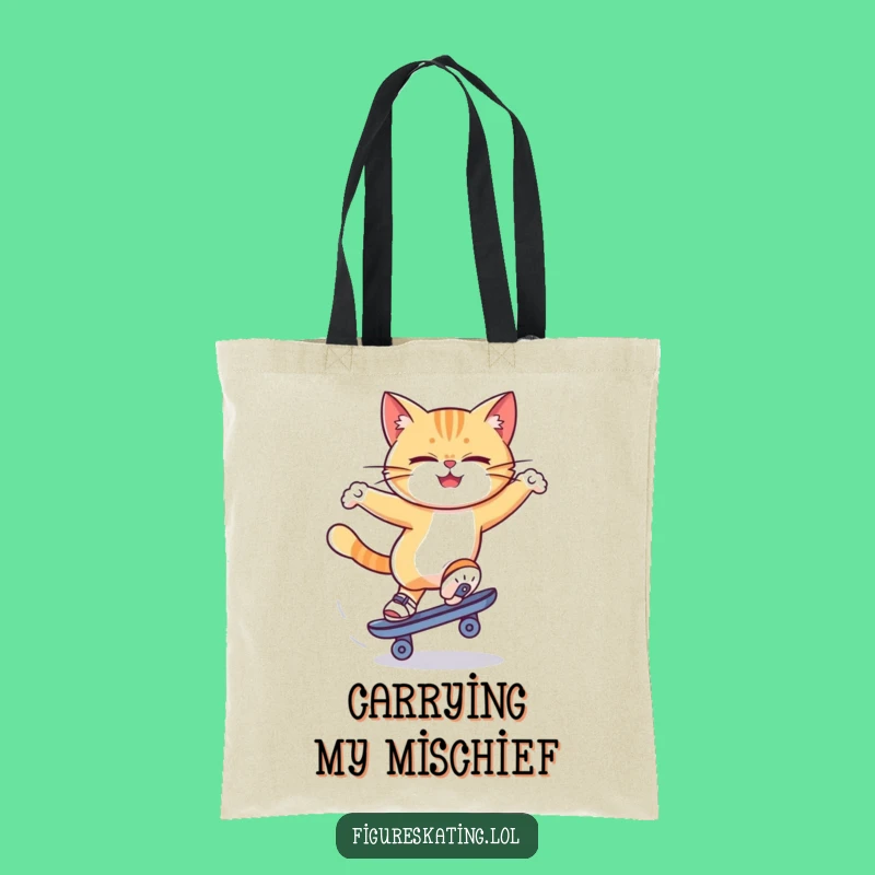 Funny Cat Skate Spin Tote Bag: Dizzy Skater Carry-All!