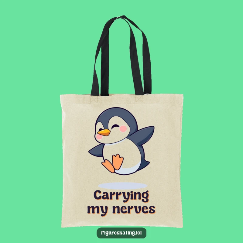 Funny Shy Penguin Jumping Tote Bag: Carry Your Effort with Pride!