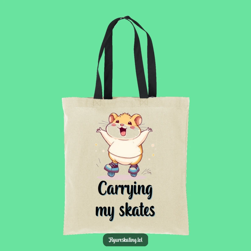 Funny Hamster Ice Skating Tote Bag: Carry Your Laughs with Cute Style!