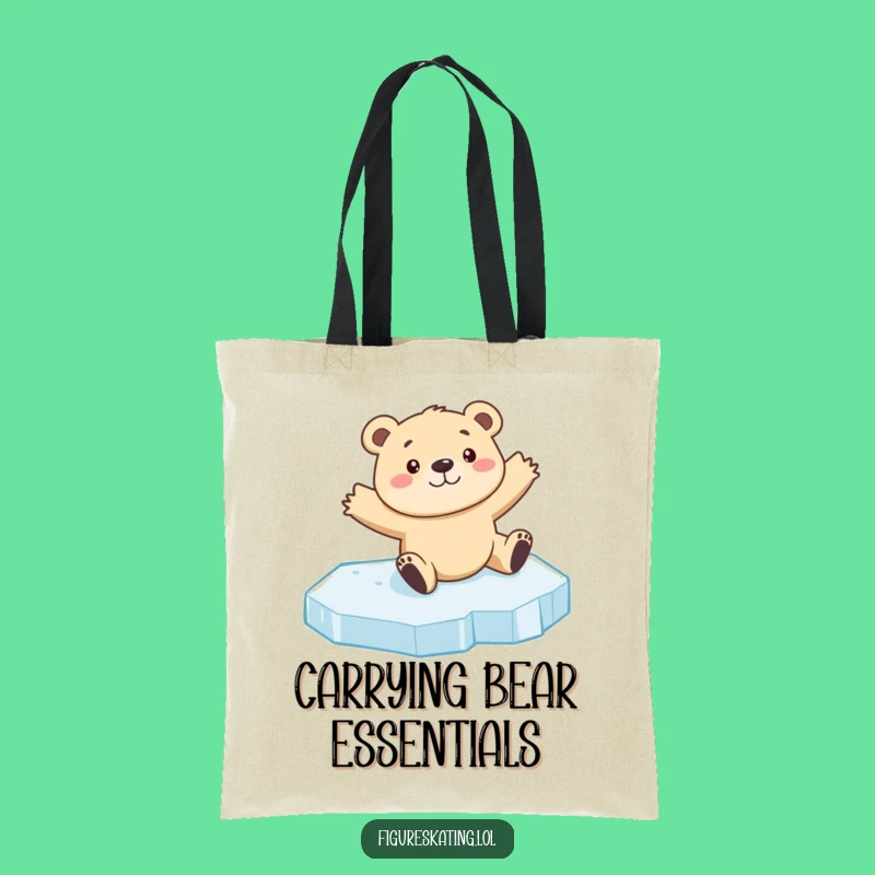 Funny Bear Cub Skating Tote Bag: Carry Your Ice Fun in Style