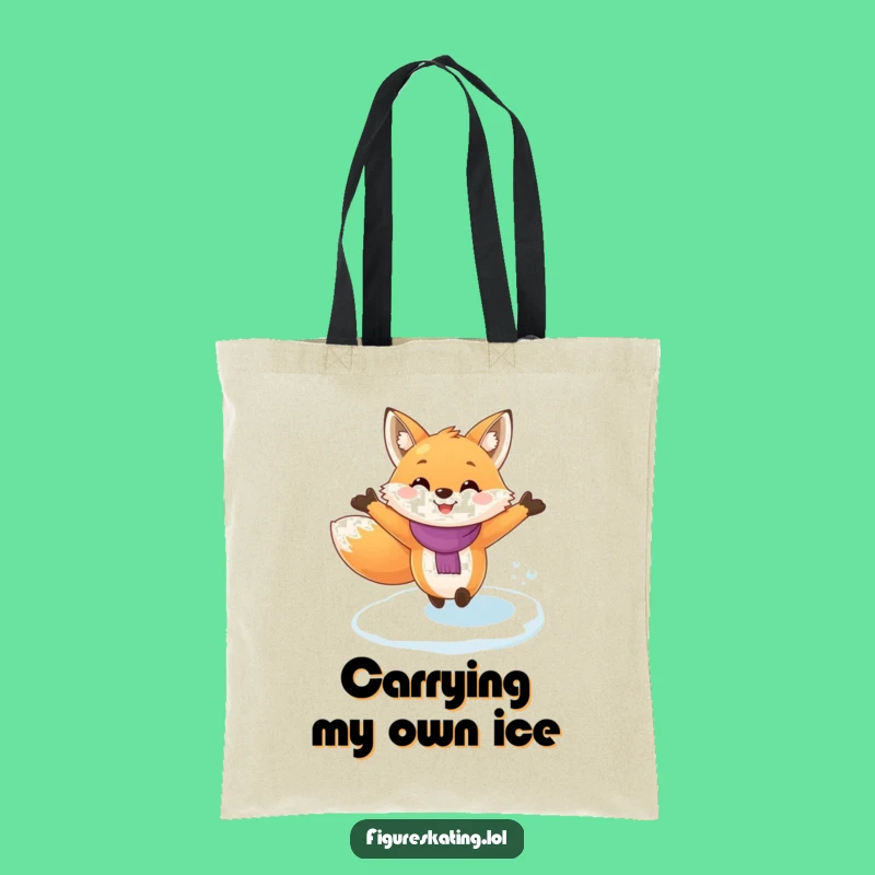 Funny Fox Ice Skating Tote Bag: Carry Your Laughs with Hilarious Style!