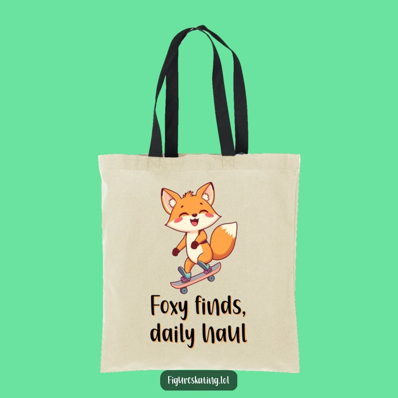 Funny Fox Skating Tote Bag - Durable Backward Skating Cartoon Character Bag