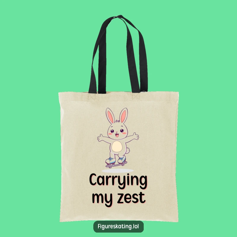 Funny Skating Bunny Tote Bag: Happy Gliding Hare, Practical Funny Gift