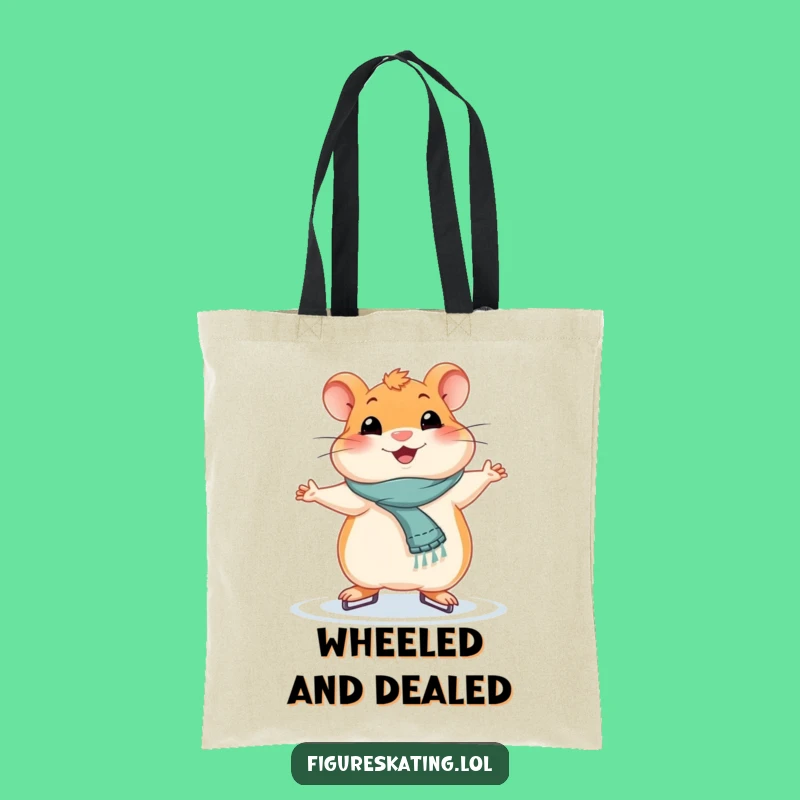 Funny Smiling Hamster Ice Skating Tote Bag - Hilarious & Practical Accessory